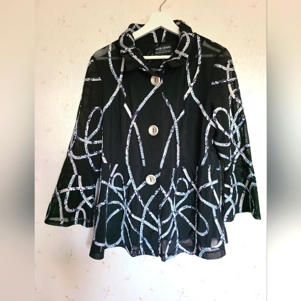 Frank Lyman black sheer coat,  size small